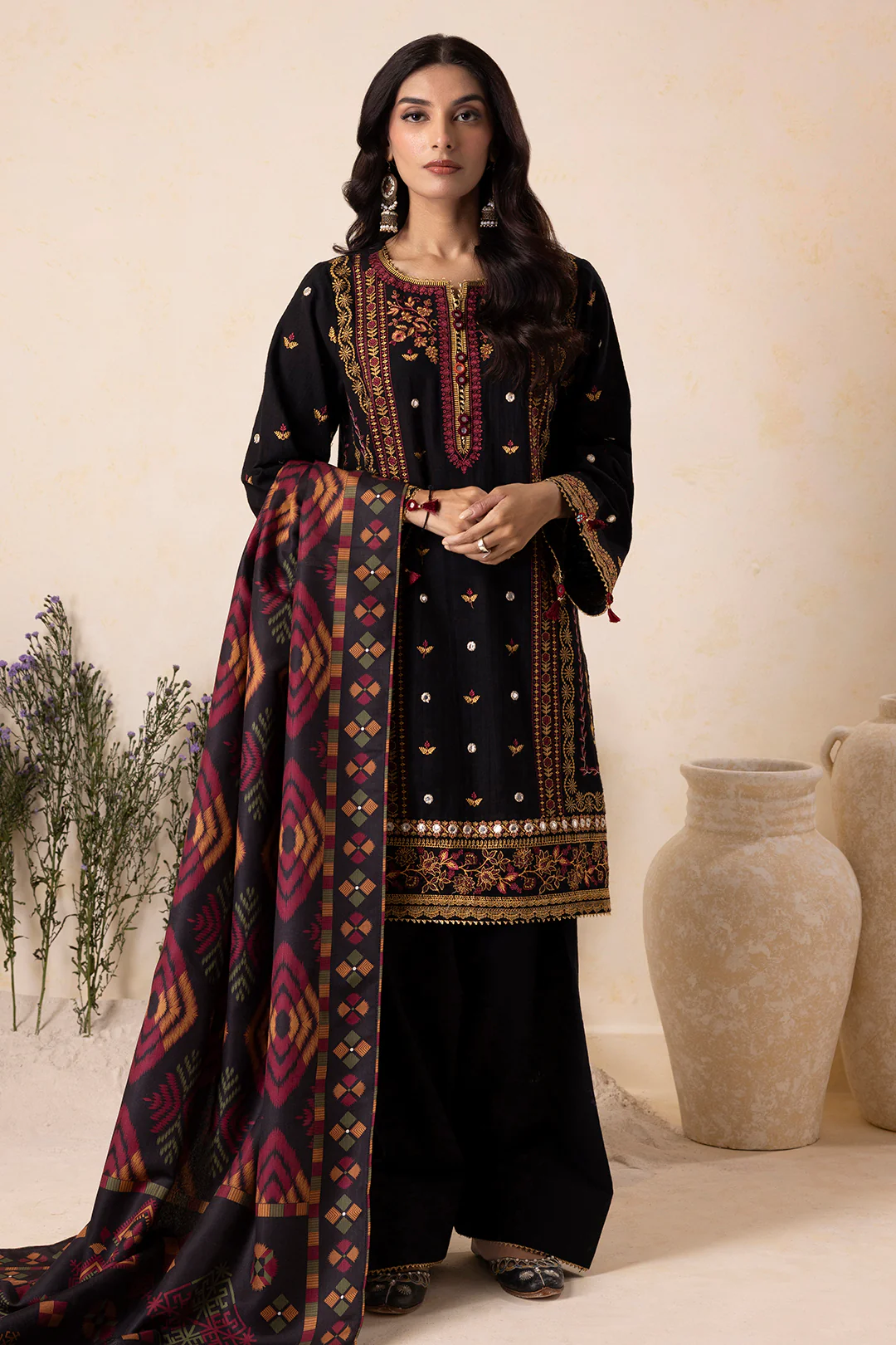 Embroidered Shirt Shalwar Shawl - 0175 - Image 2