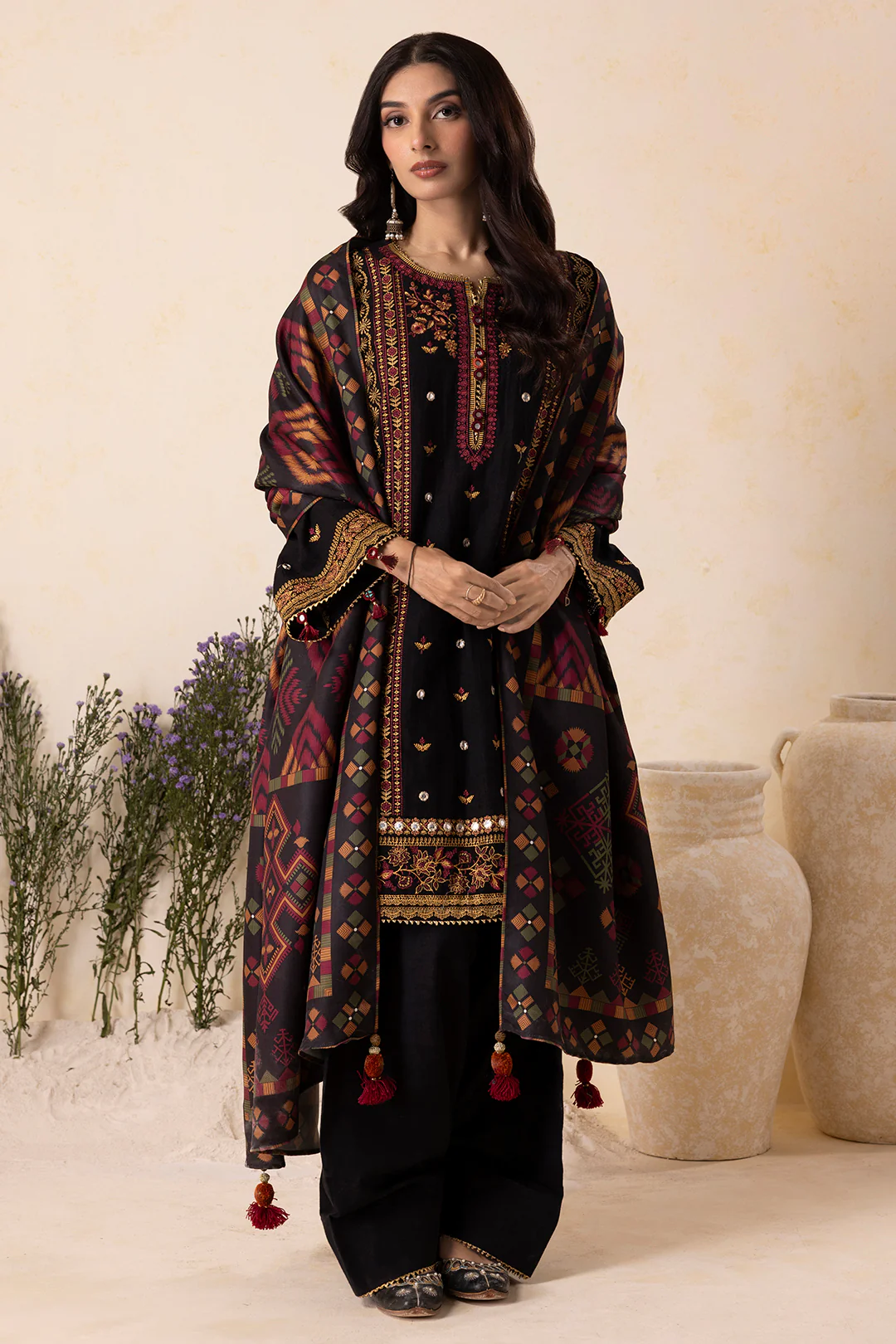 Embroidered Shirt Shalwar Shawl - 0175 - Image 3