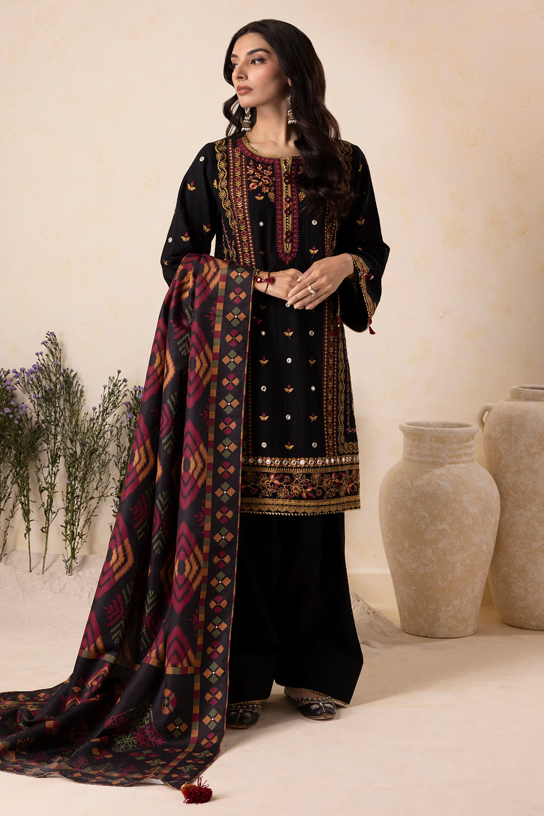 Embroidered Shirt Shalwar Shawl - 0175 - Image 5