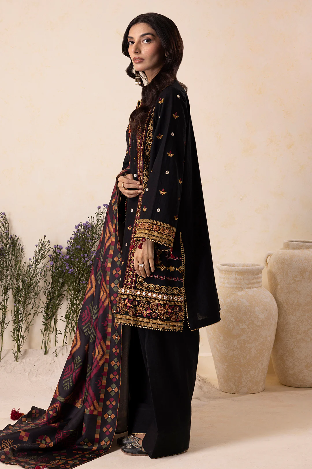 Embroidered Shirt Shalwar Shawl - 0175 - Image 6