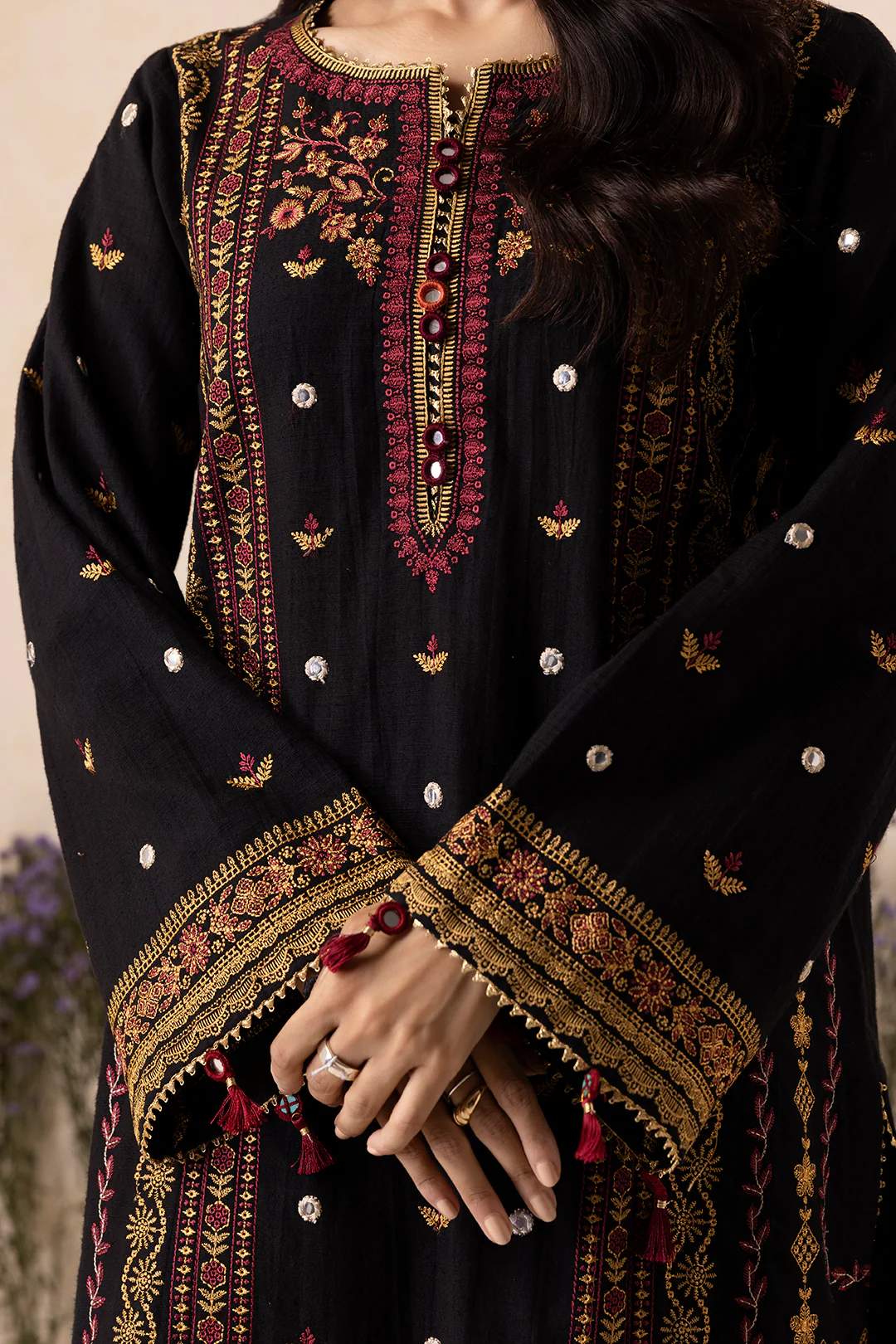Embroidered Shirt Shalwar Shawl - 0175 - Image 7
