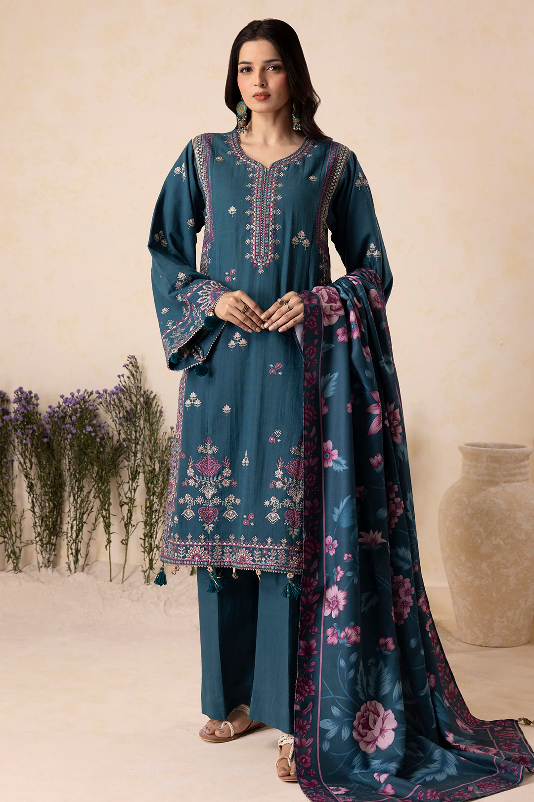Embroidered Shirt Shalwar Shawl - 0177 - Image 2