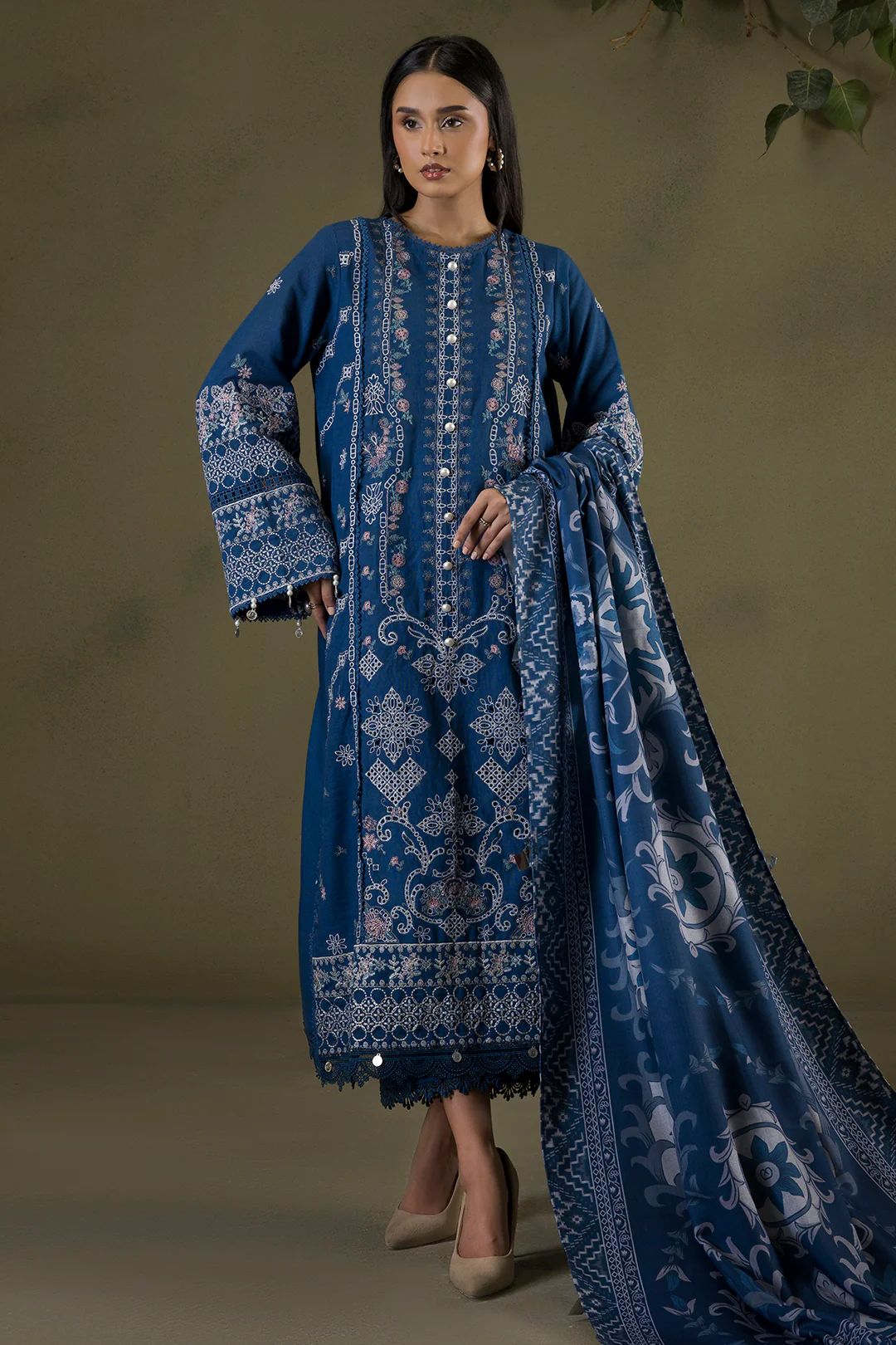 Embroidered Shirt Shalwar Shawl - 0234 - Image 2