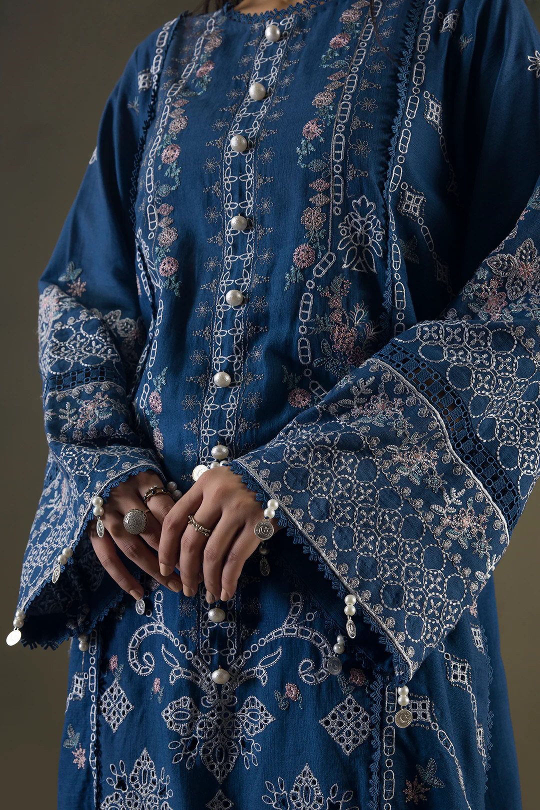 Embroidered Shirt Shalwar Shawl - 0234 - Image 6