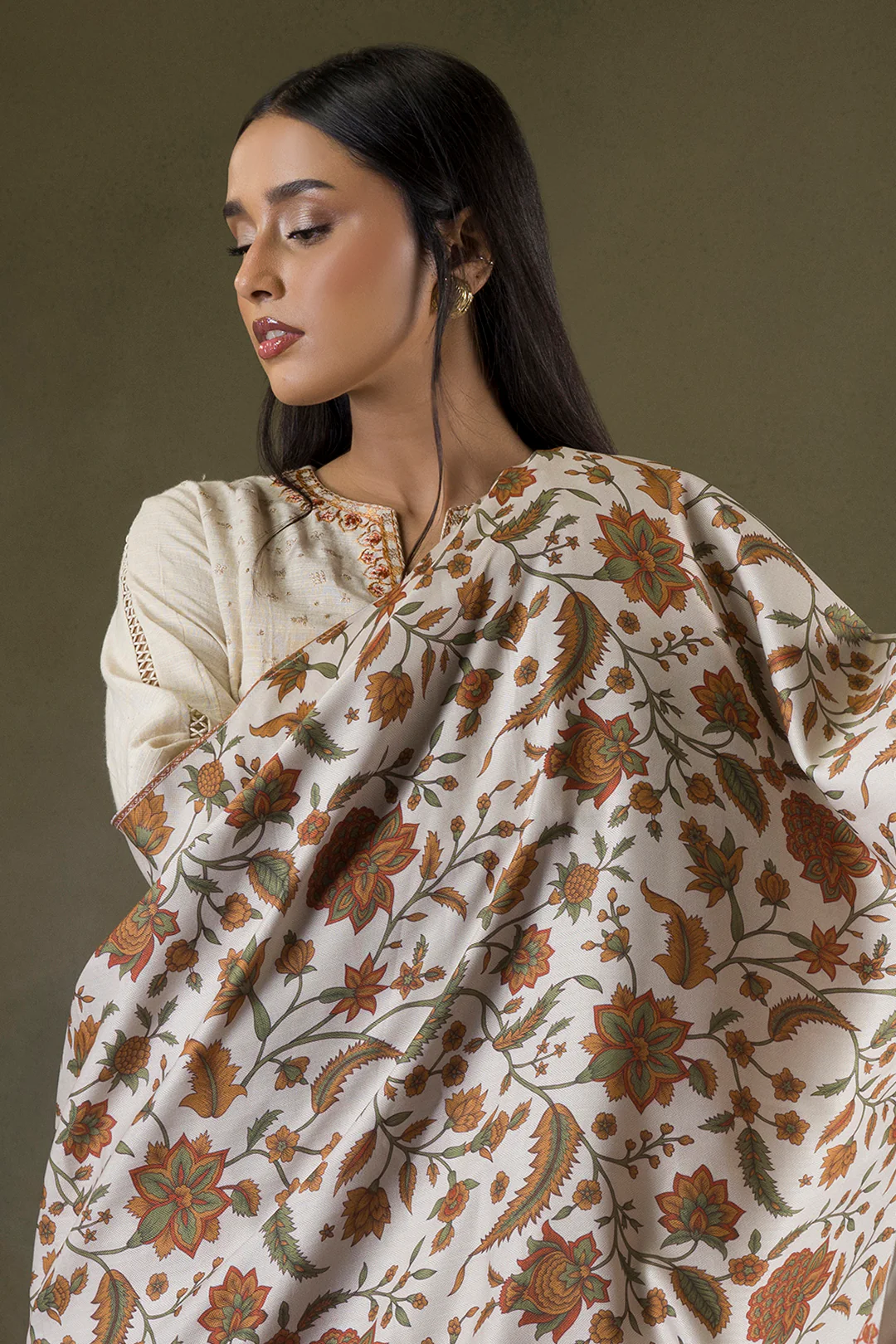 Embroidered Shirt Shalwar Shawl - 0235 - Image 3