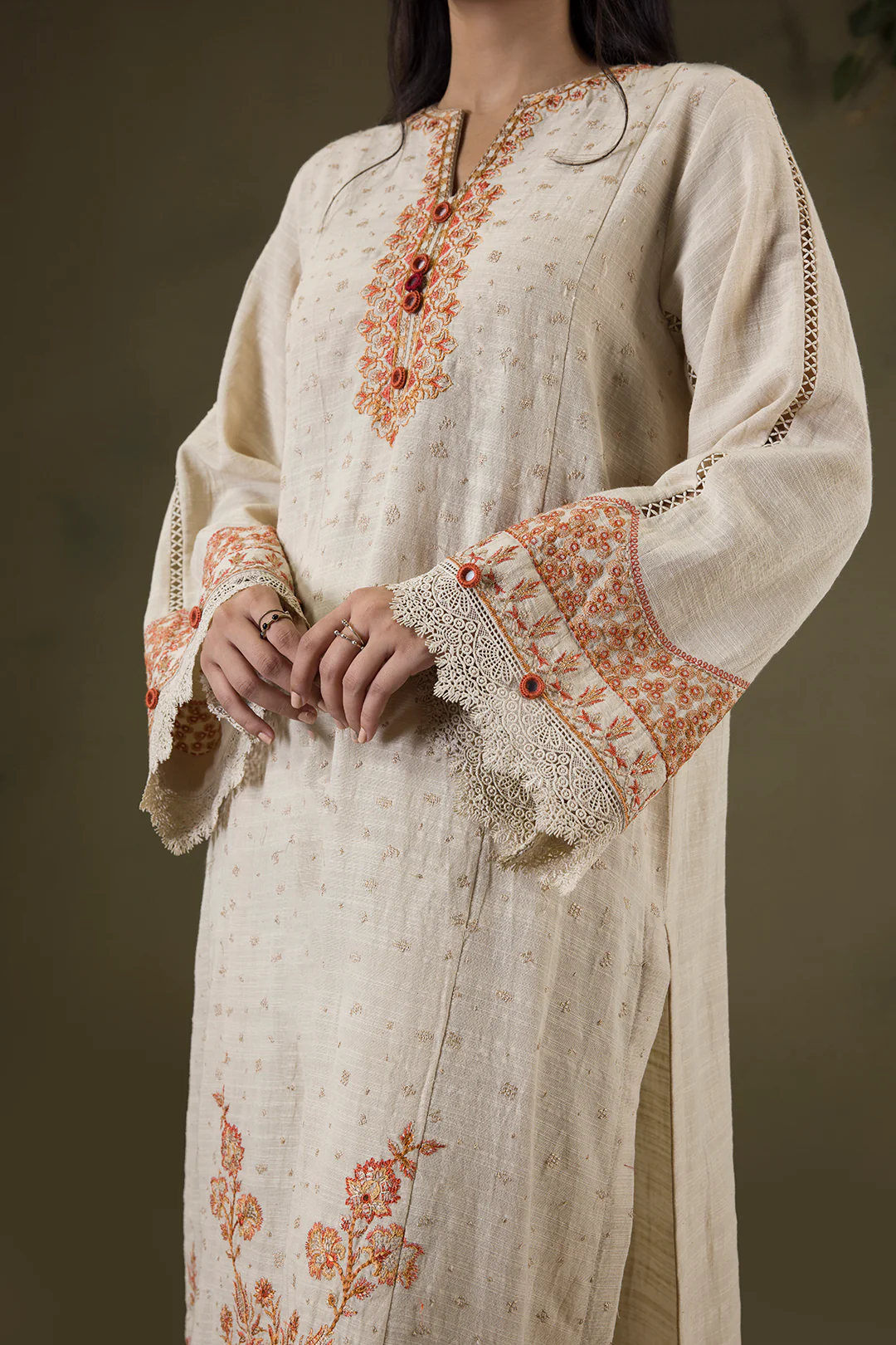 Embroidered Shirt Shalwar Shawl - 0235 - Image 5