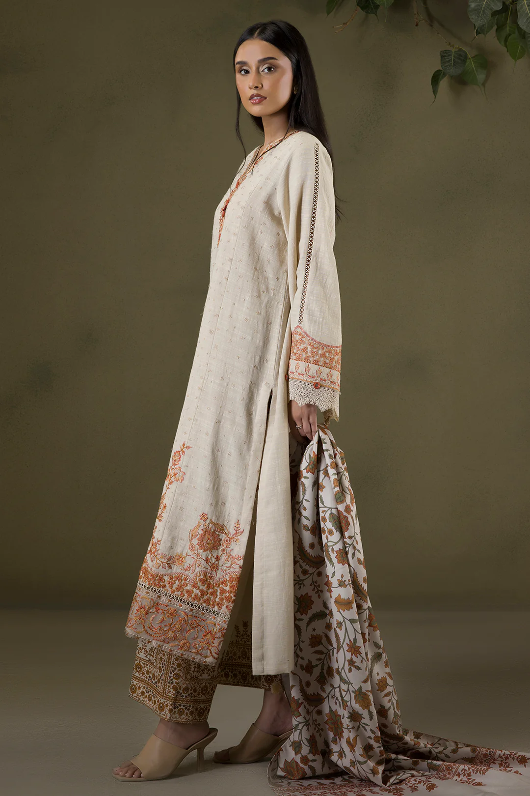 Embroidered Shirt Shalwar Shawl - 0235 - Image 6