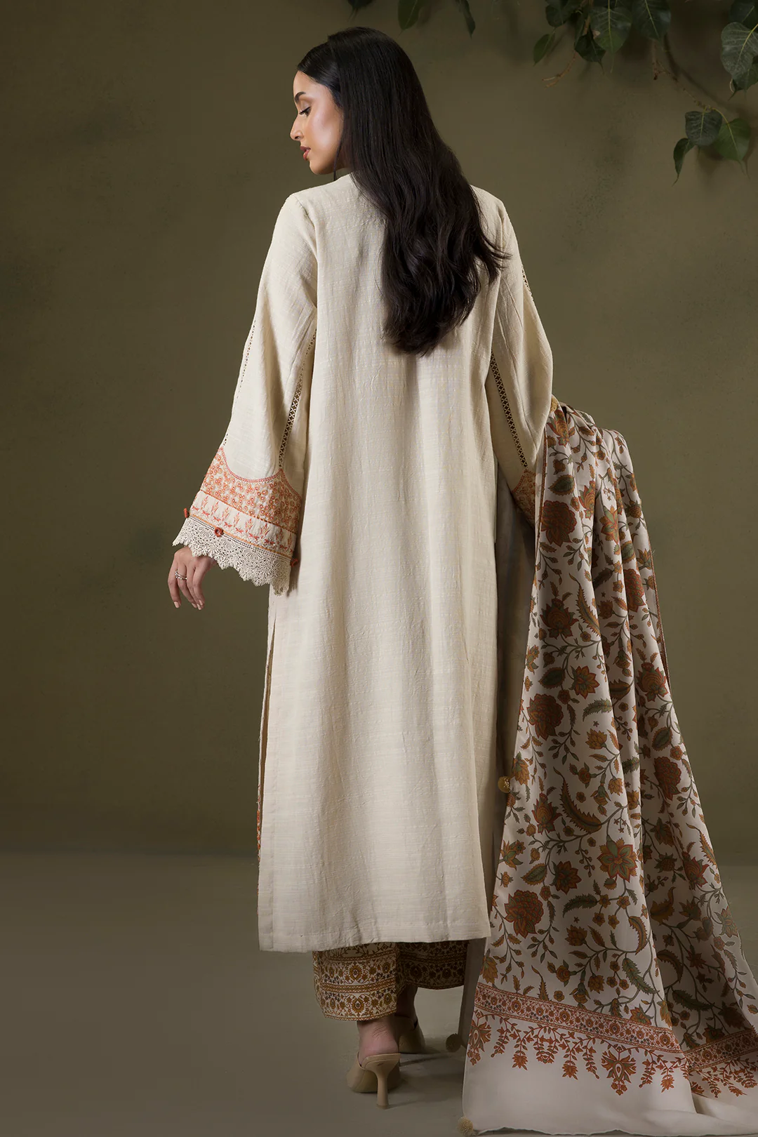 Embroidered Shirt Shalwar Shawl - 0235 - Image 8