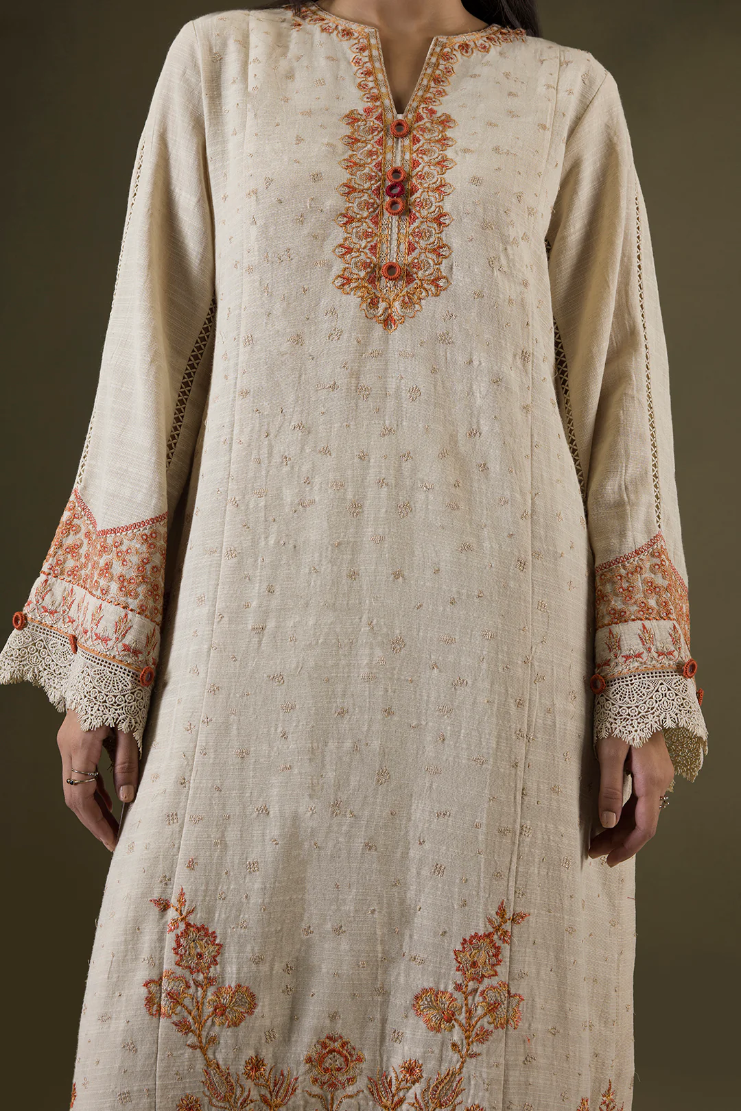 Embroidered Shirt Shalwar Shawl - 0235 - Image 9