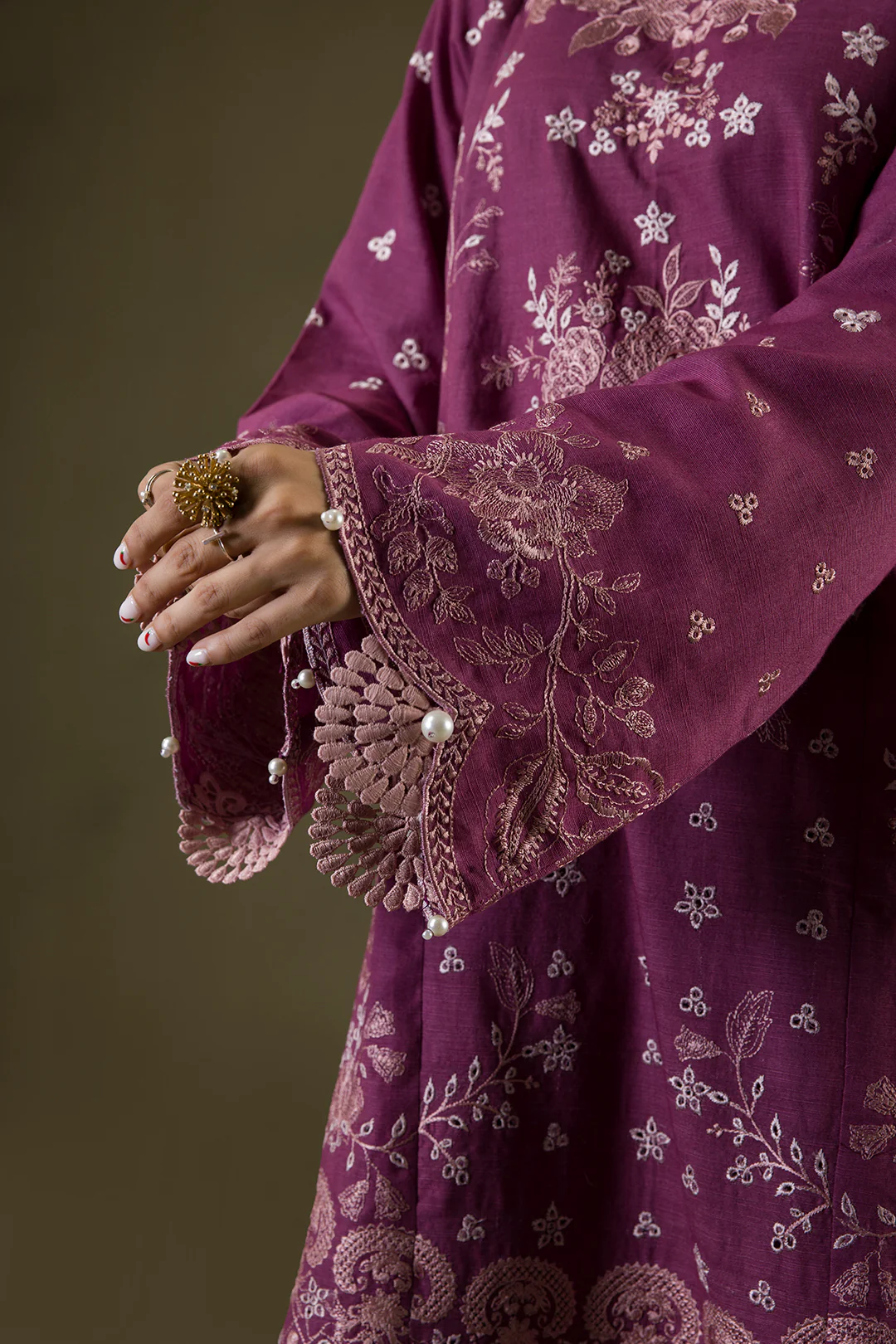 Embroidered Shirt Shalwar Shawl - 0236 - Image 10