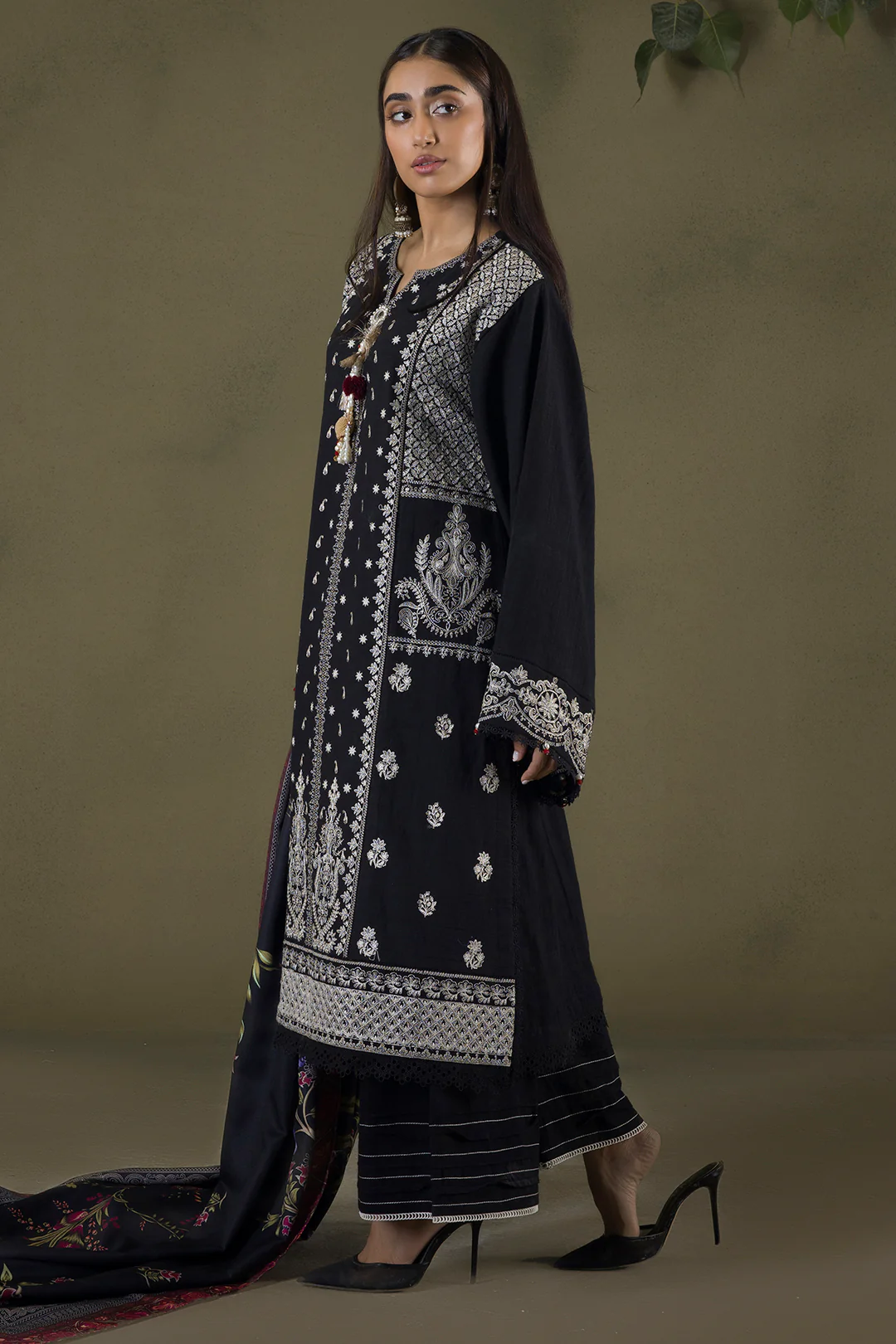 Embroidered Shirt Shalwar Shawl - 0238 - Image 9