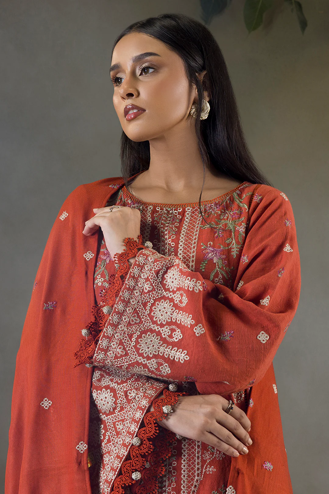Embroidered Shirt Shalwar Shawl - 0241 - Image 5