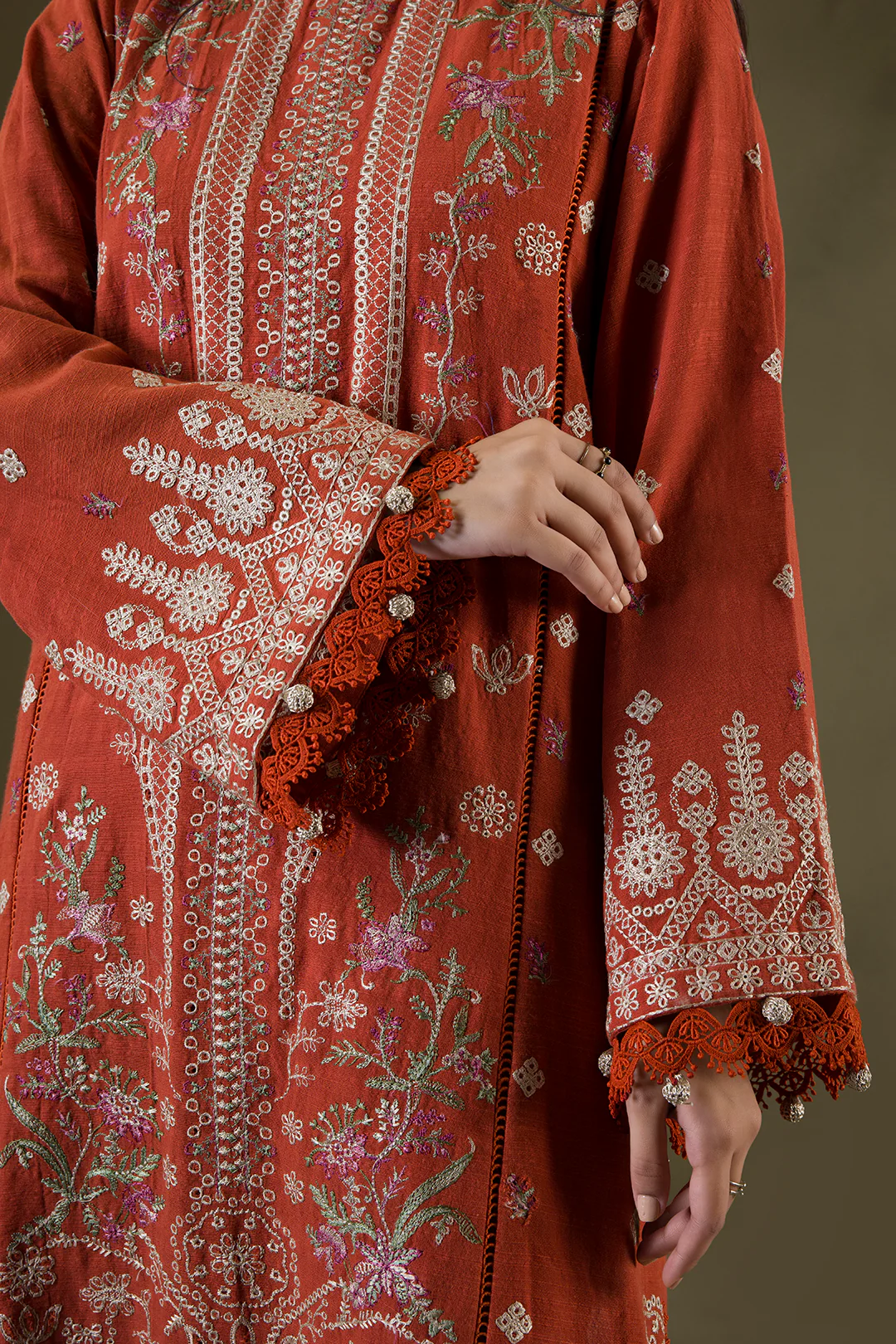 Embroidered Shirt Shalwar Shawl - 0241 - Image 7