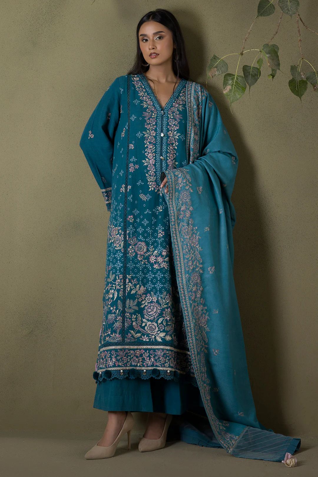 Embroidered Shirt Shalwar Shawl - 0242 - Image 2