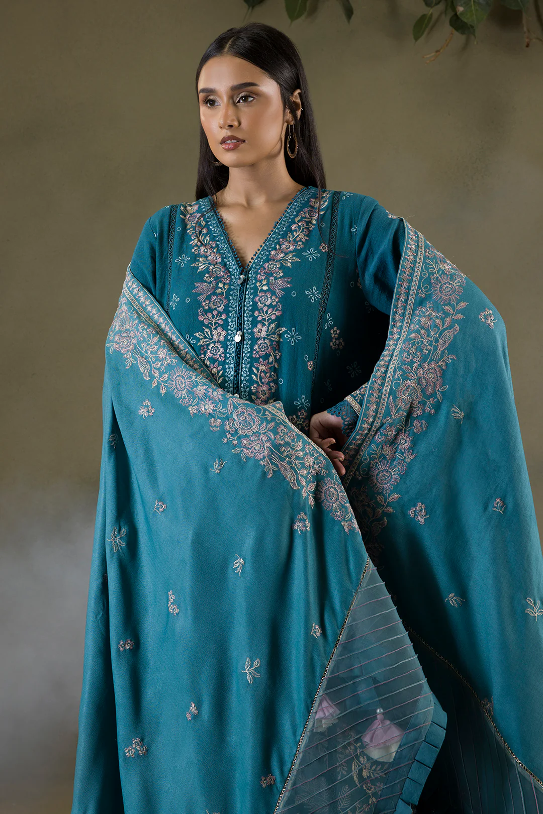 Embroidered Shirt Shalwar Shawl - 0242 - Image 3