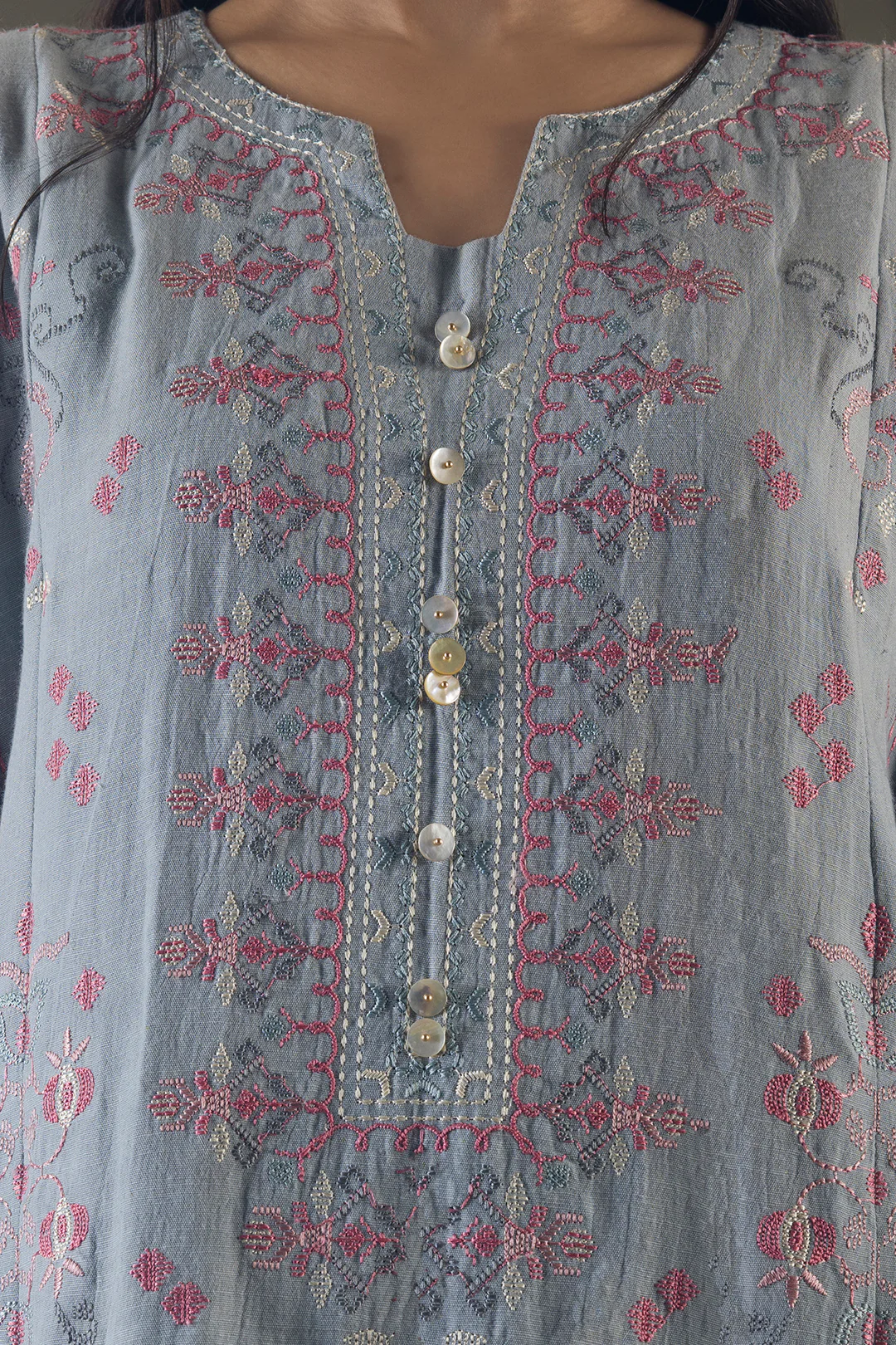 Embroidered Shirt Shalwar Shawl - 0245 - Image 10