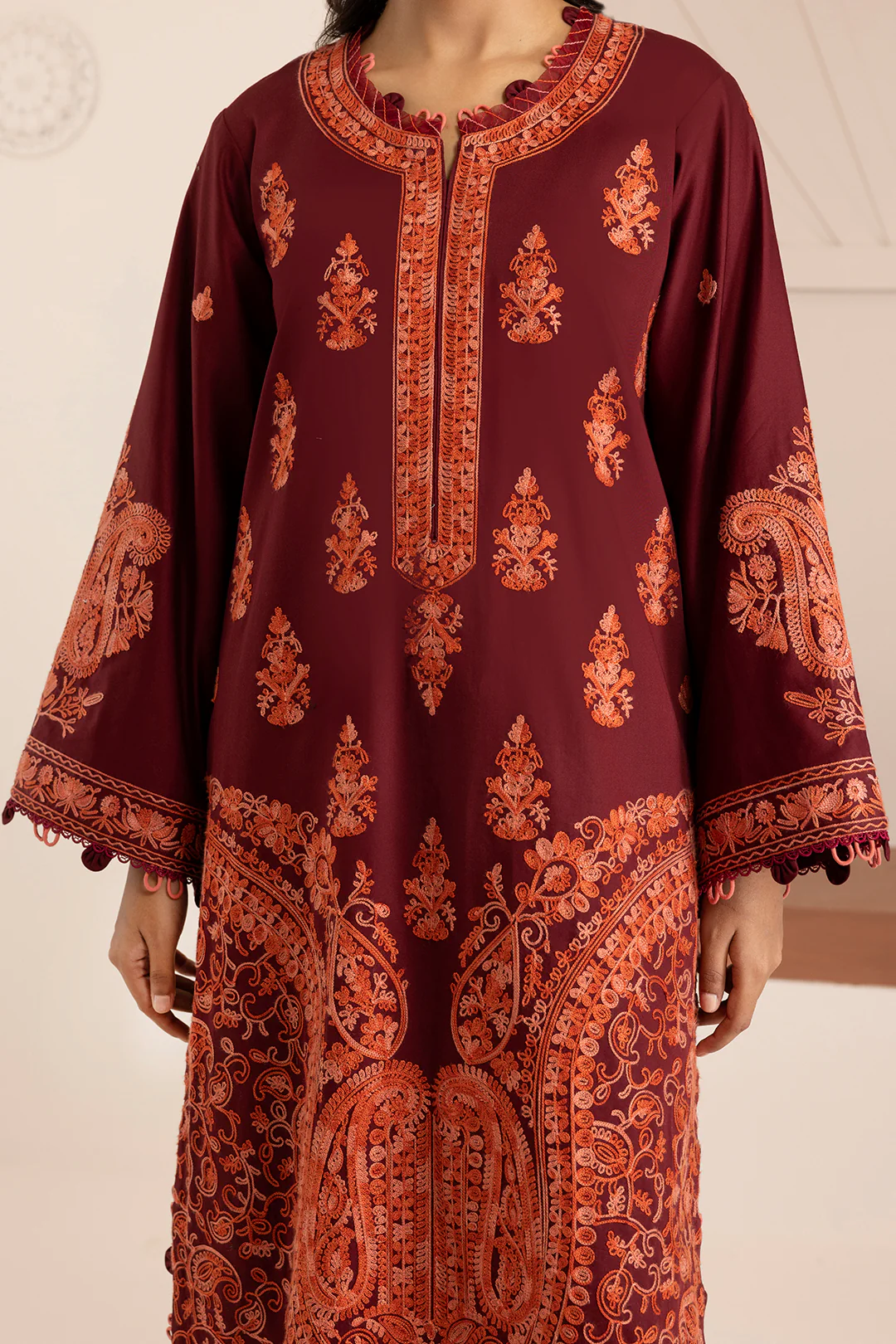 Embroidered Shirt Shalwar Shawl - 0256 - Image 5