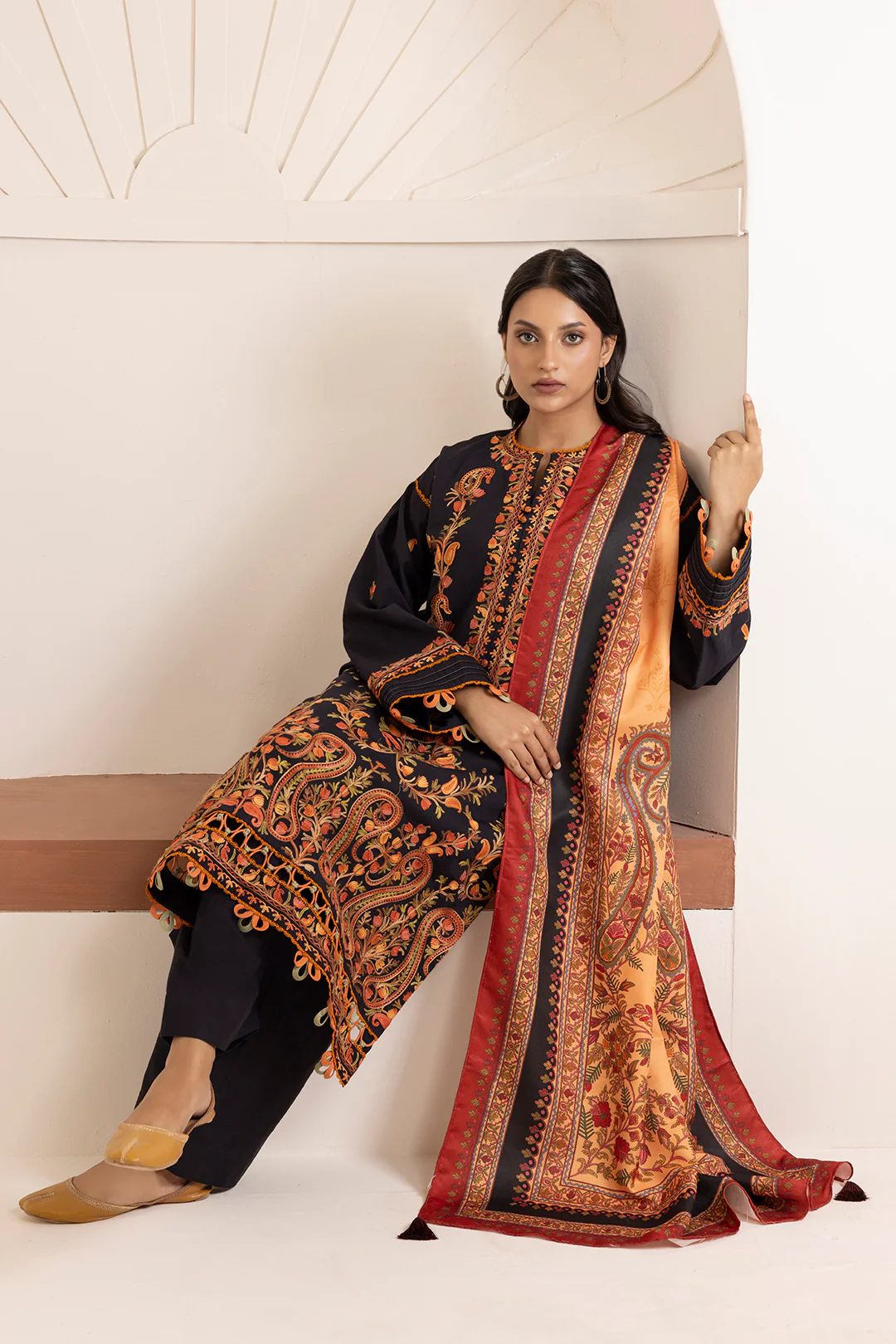 Embroidered Shirt Shalwar Shawl - 0264 - Image 7