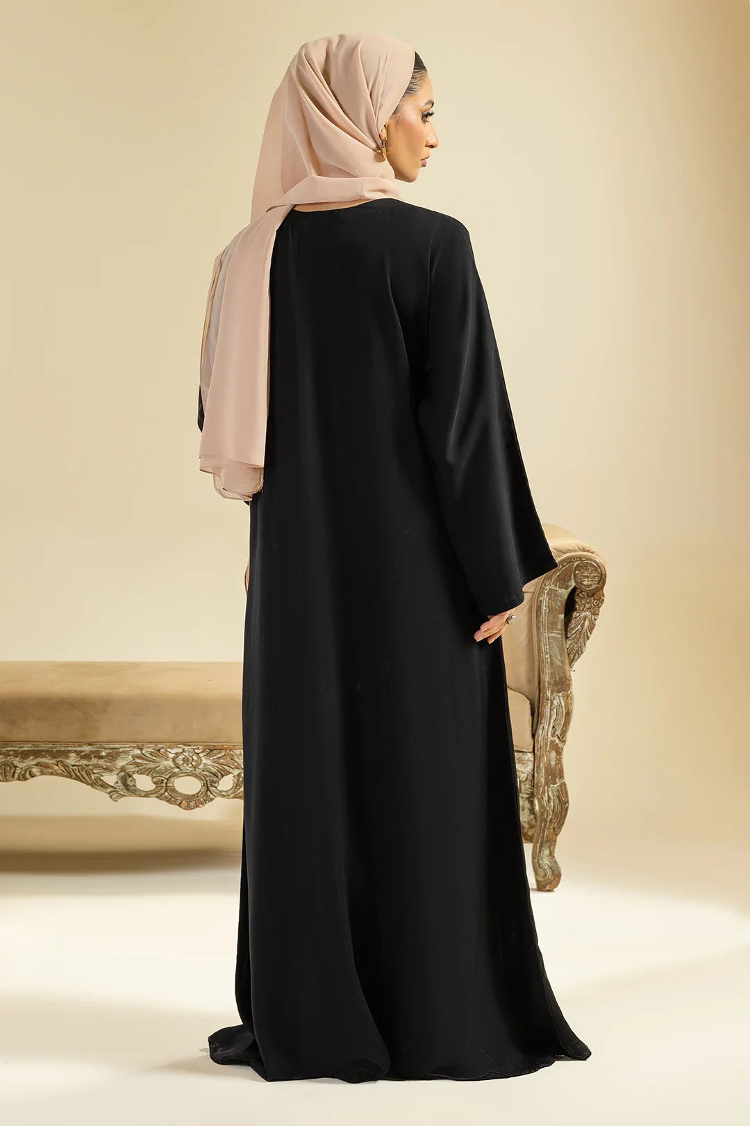 Single Button Plain Abaya with Pocket - 5011 - Image 13