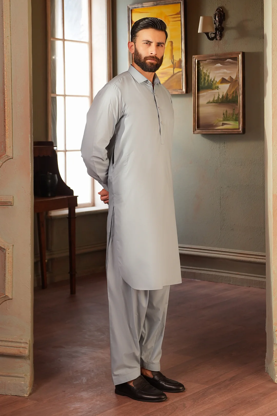 Slub Textured Shalwar Kameez - 6001 - Image 5