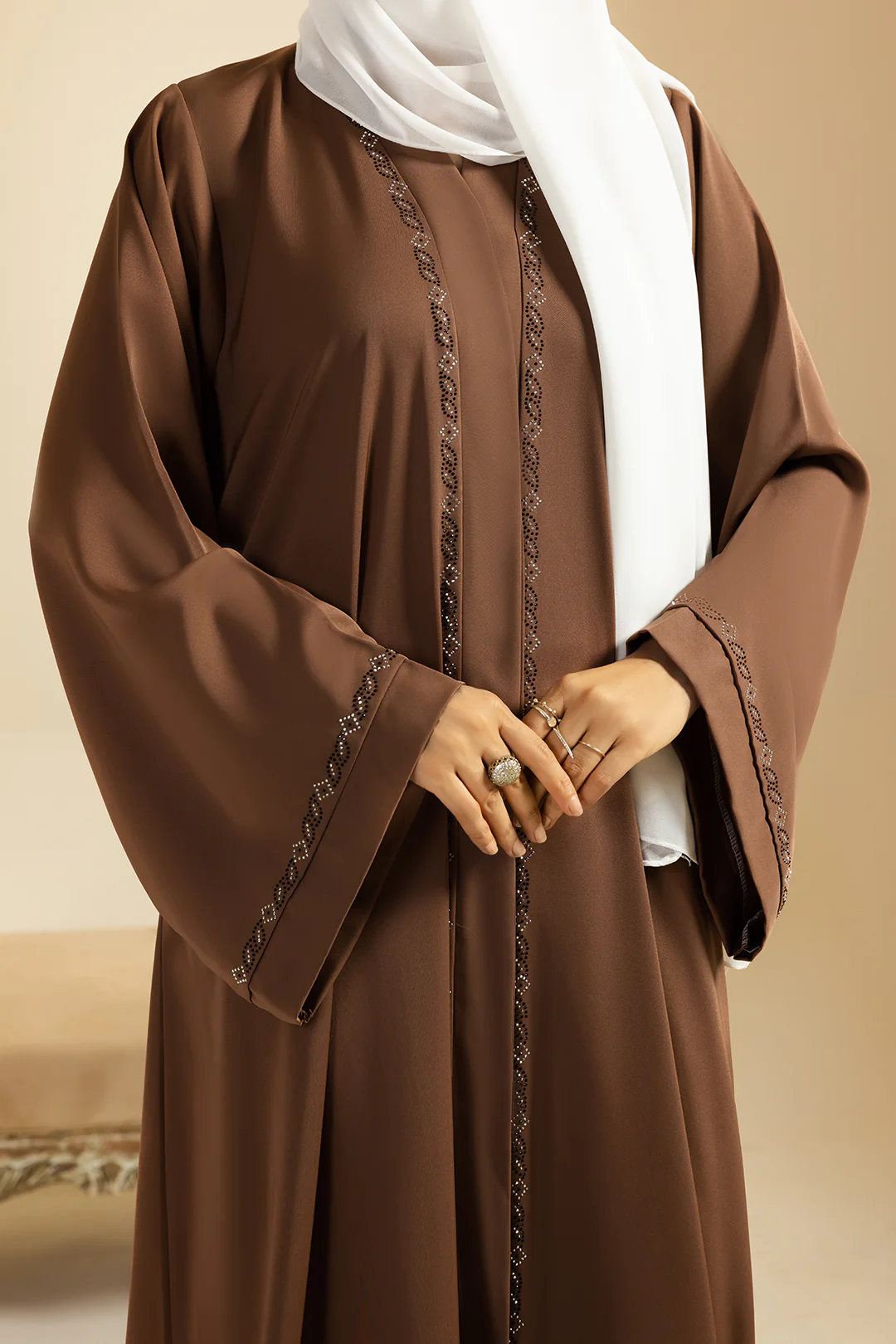 Stonework Button Abaya - 5019 - Image 5