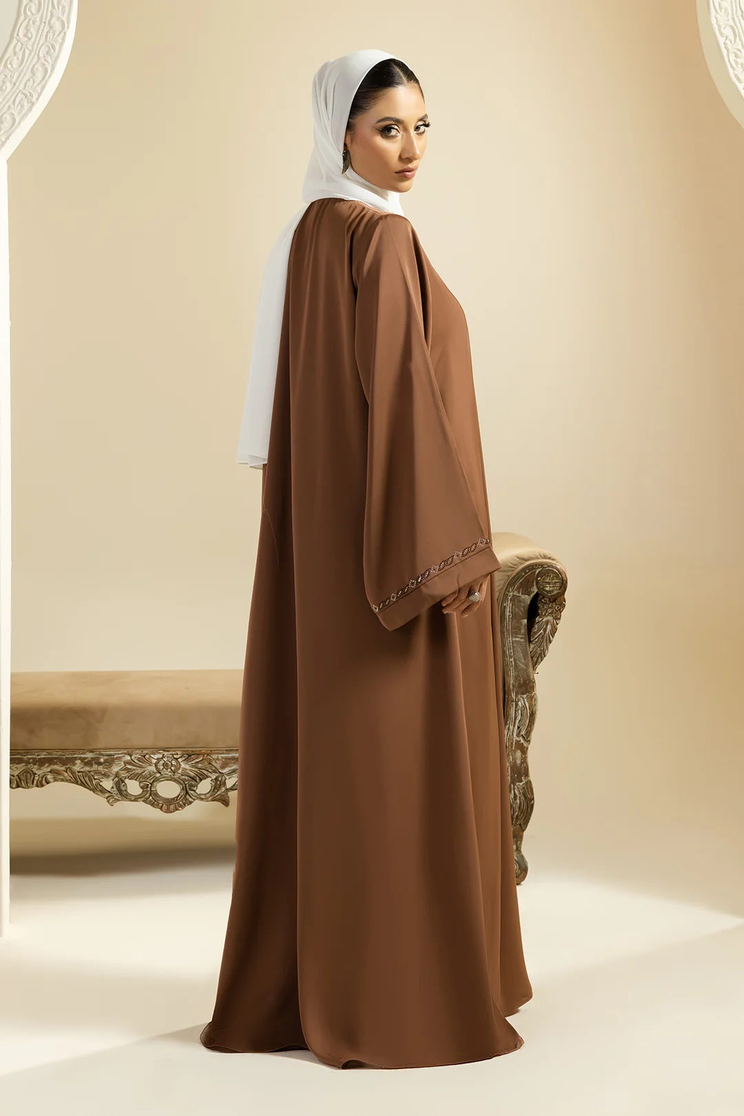 Stonework Button Abaya - 5019 - Image 7