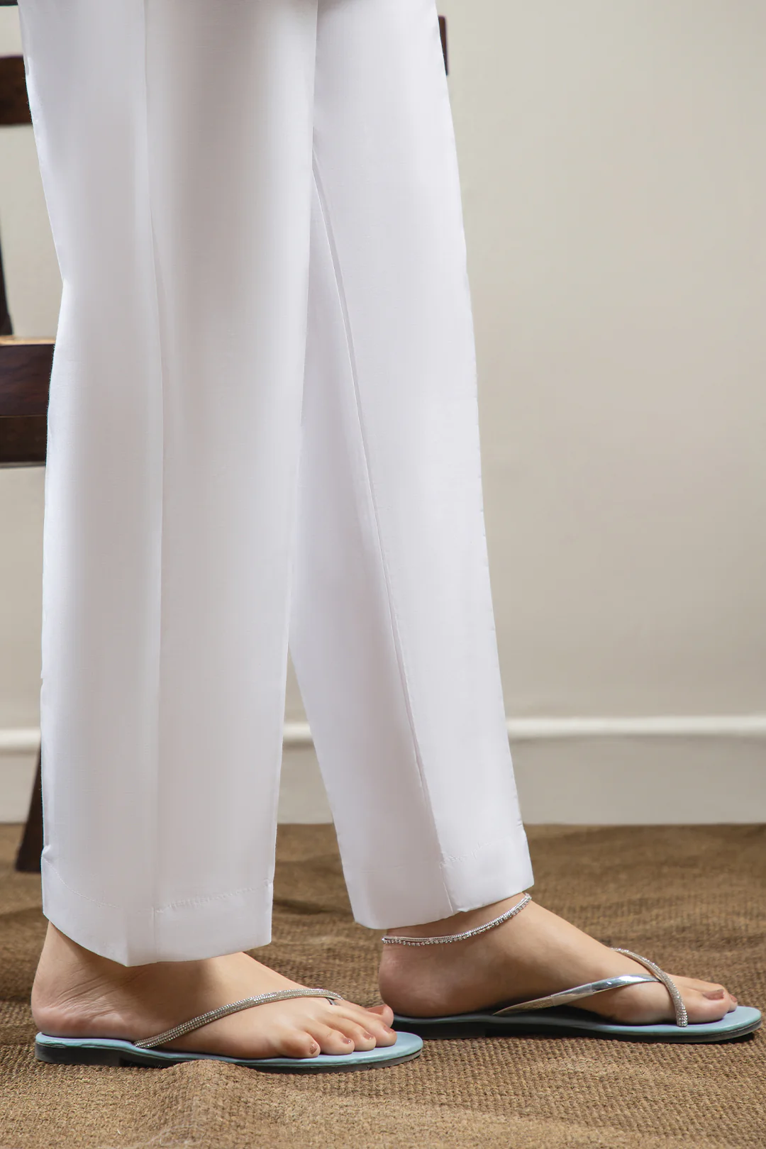 Straight Trouser Cotton Silk White - 0025 - Image 3